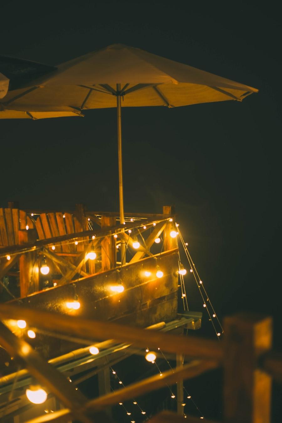 Café ambience lit up at night